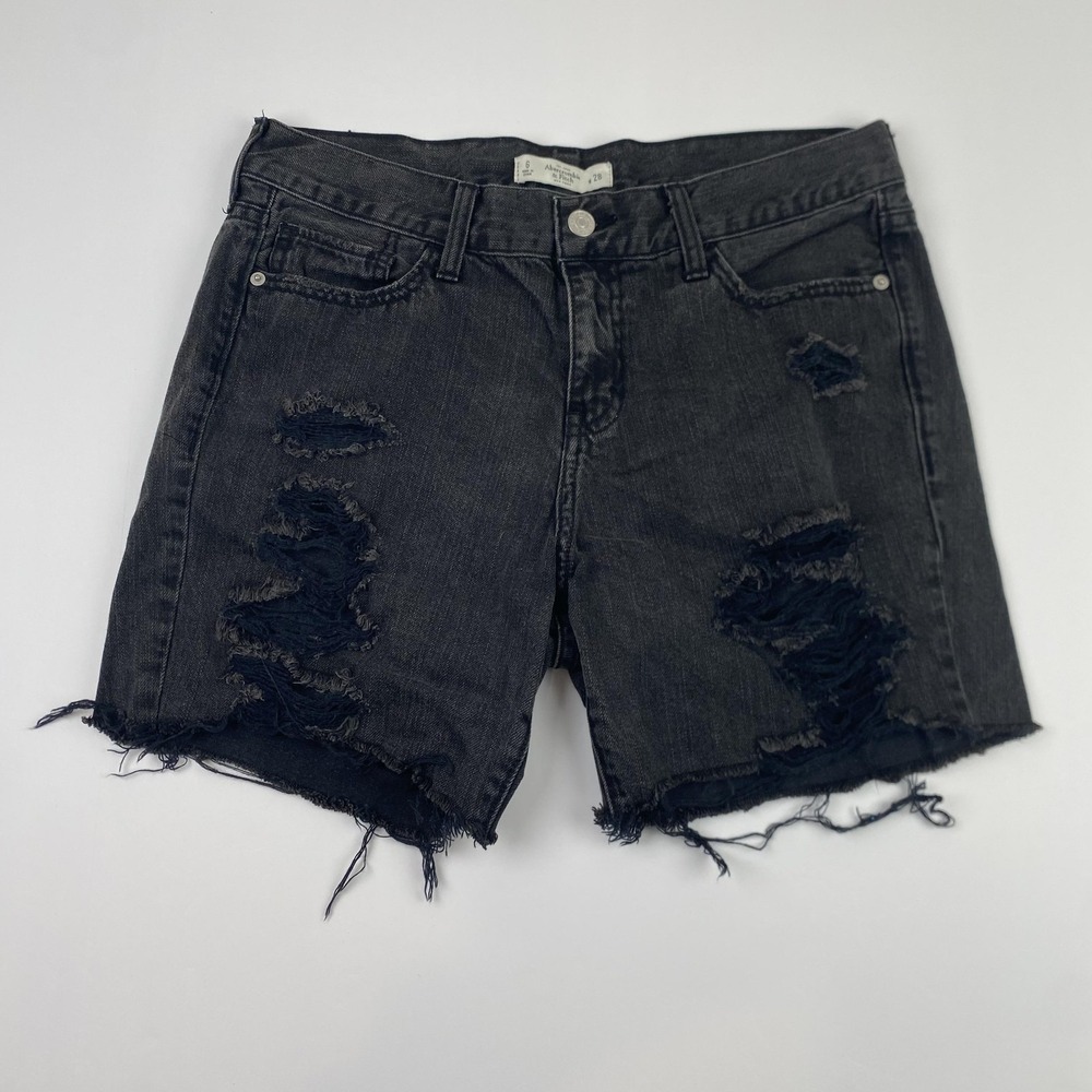 Abercrombie & Fitch Shorts Womens 6 (31x5) Gray Distressed Denim Cutoff Frayed